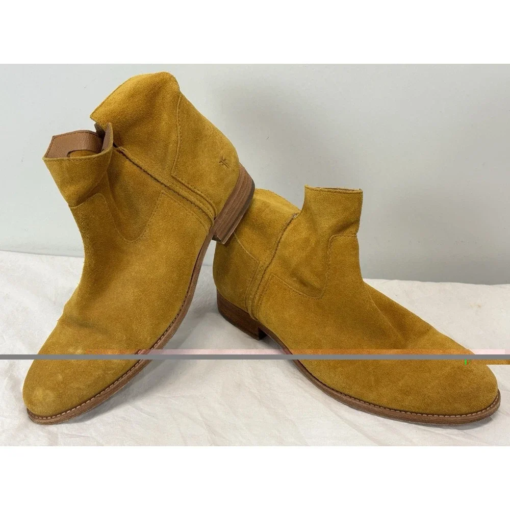 Frye Melissa Suede Slouch Ankle Booties Women's 10 B Mustard Yellow Western Boho